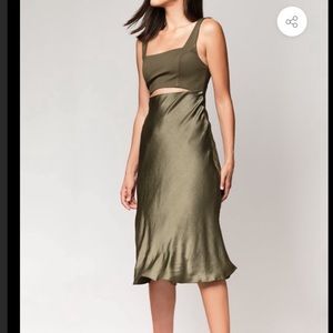 Donna Mizani Regina midi dress color navy green